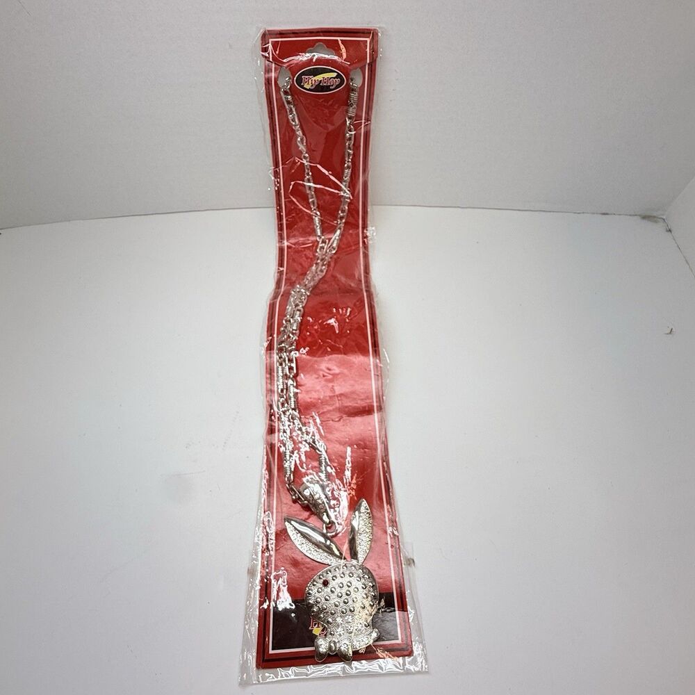 Hip Hop Silver Tone Playboy Bunny Style Pendant Long Chunky Chain Necklace New